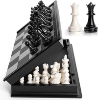 Travel Chess Set, 10 inch Magnetic Chess Board with 2 Extra Queen Portable Folding Board Chess
