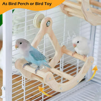 Bird Perch Toy, Wooden Interactive Rocking Parakeet Toys and Perches – Essentials for Birds - Wood / Cage Installation - image 3