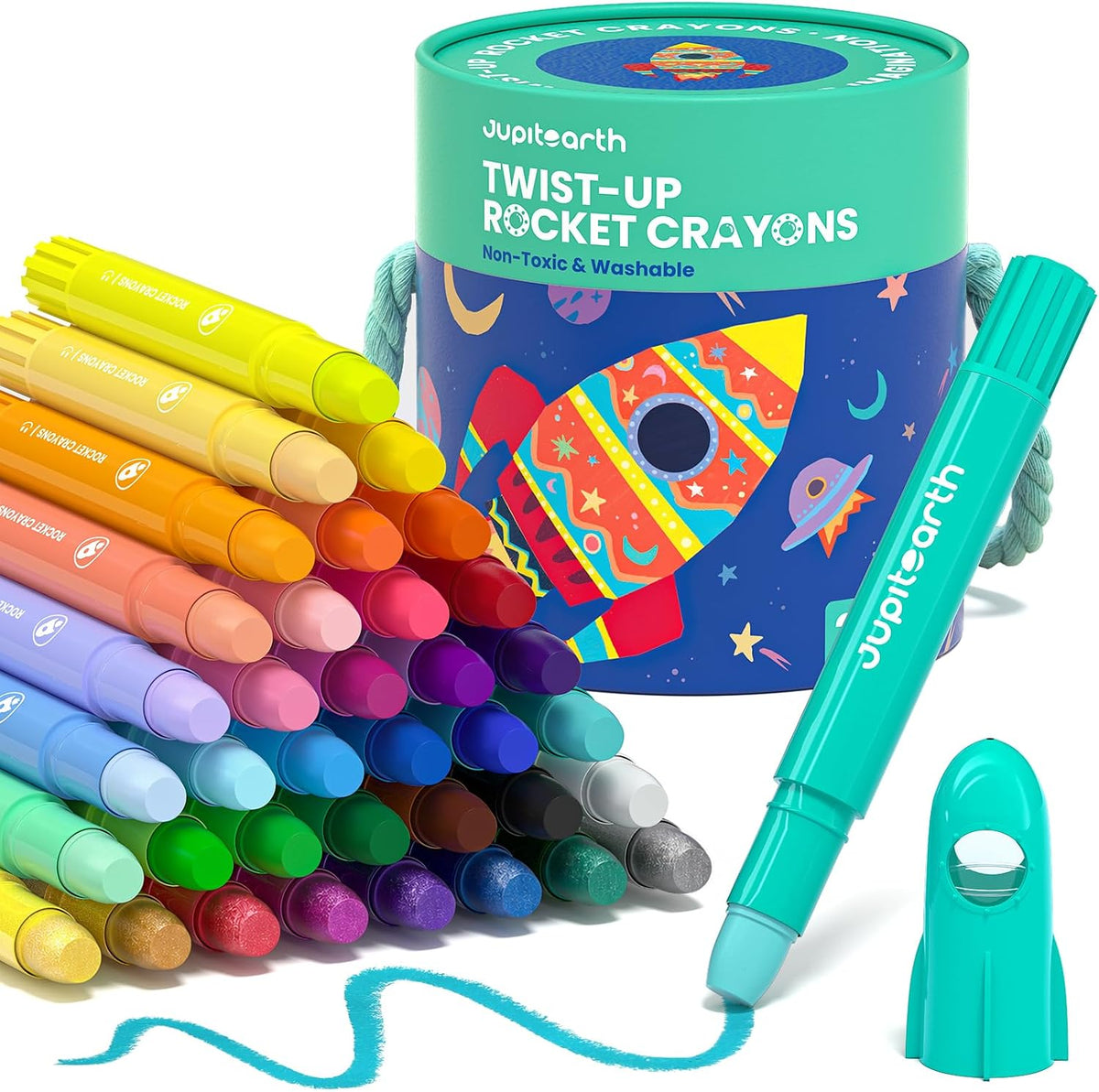 JUPITEARTH 12 Colors Twist Crayons for Toddlers 1-3, Non-Toxic - 36 Colors