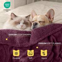 Waterproof Pet Blanket, Liquid Pee Proof Dog Blanket for Sofa Bed Couch, Reversible Sherpa Fleece - S (40" x28") / Concord Grape-thicken - image 3