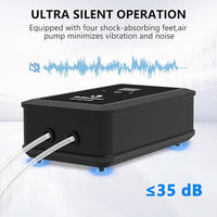 fishkeeper Aquarium Air Pump, 8W 130GPH Dual Outlet Fish Tank Air Pump with Adjustable Airflow Ultra-Quiet Oxygen Aerator Pump with Air Stone Bubbler for 10-120 Gallon Fish Tank