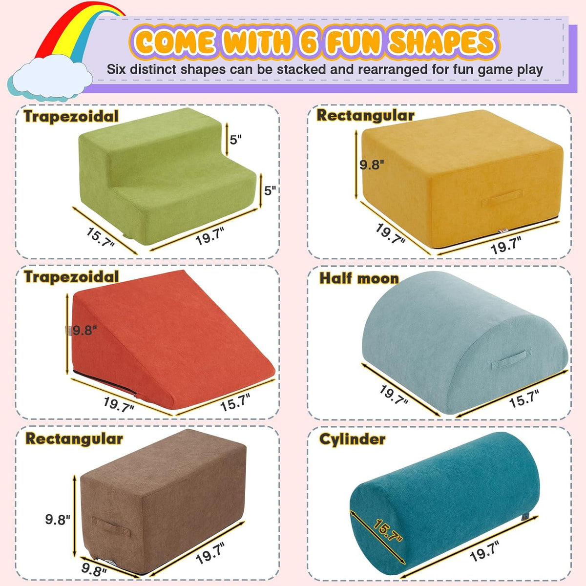 jela 6-piece soft foam climbing blocks for toddlers in brown - view 15