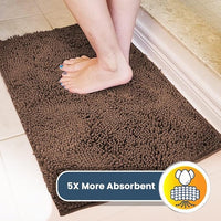Muddy Mat® Shown on TV – Super Absorbent Door Mat Indoor, Microfiber Quick Dry Chenille Entryway Rug, Non-Slip Front Door Mat, Indoor Mats for Entryway, Machine Washable Pet Rug, Brown 36"x72"