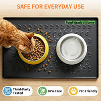 Silicone Pet Feeding Mat, Dog Cat Food Water Bowl Mat - Black / 24"L x 16"W - image 3