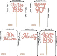 Rose gold glitter vintage 1946 cupcake toppers for an 80th birthday - view 35