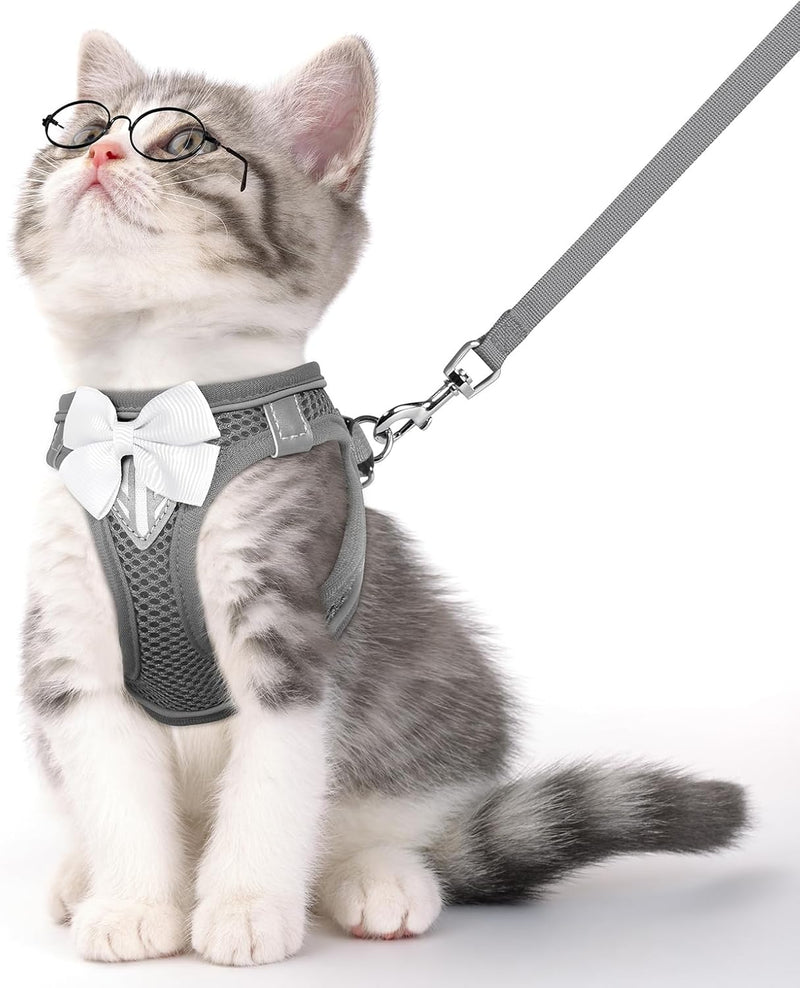 Cat Vest Harness and Leash Set - Grey / XS