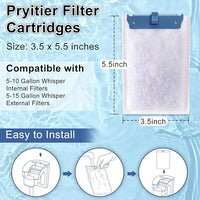 6 Pack Filter Cartridge Compatible with Whisper Bio-Bag Filters 10i/IQ10/PF10, Medium Replacement Filter Cartridges for Aquariums Compatible with ReptoFilte 20 gallons (90 GPH)