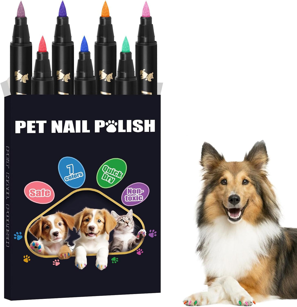 9 Colors Dog Nail Polish Pens Quick Dry, Dog Safe Nail Polish - 7 Pcs