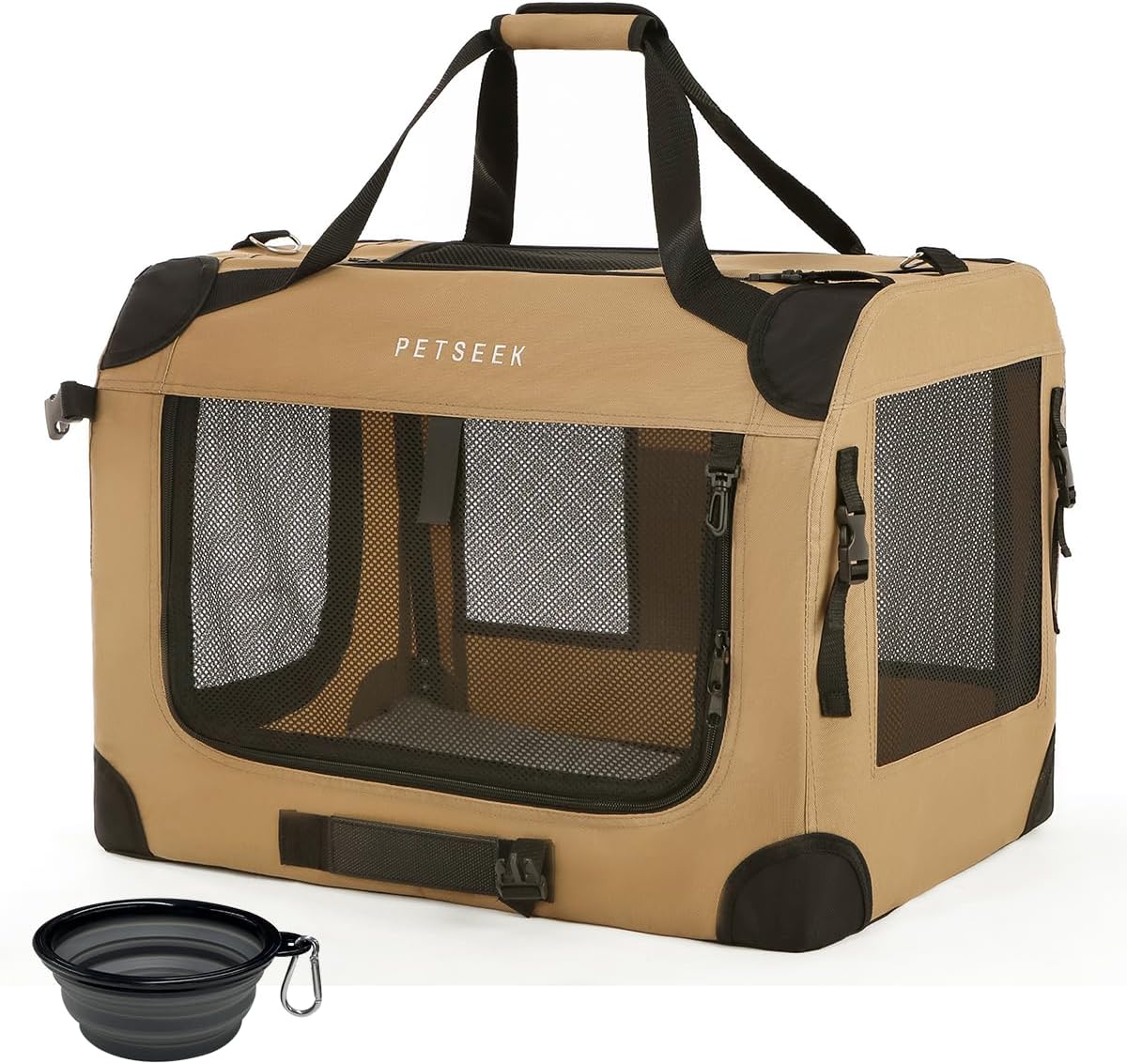 Extra Large Cat Carrier Soft Sided - Khaki / without curtain