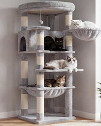 Heybly 53.1" Corner Cat Tree for Large Cats - Light Gray / 53 inch