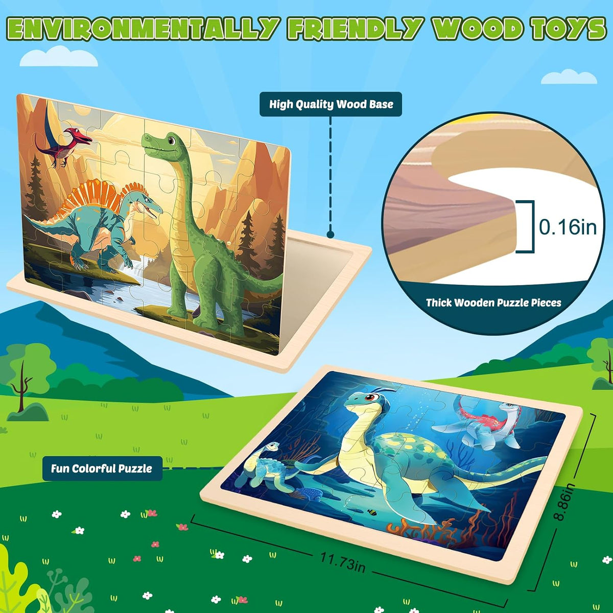 LACCHOUFEE 4-pack wooden puzzles for kids ages 3 to 5 - view 15