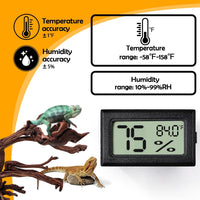 2 PCS Rectangle Reptile Thermometer and Humidity Gauge for Bearded - Black Rectangle - image 4
