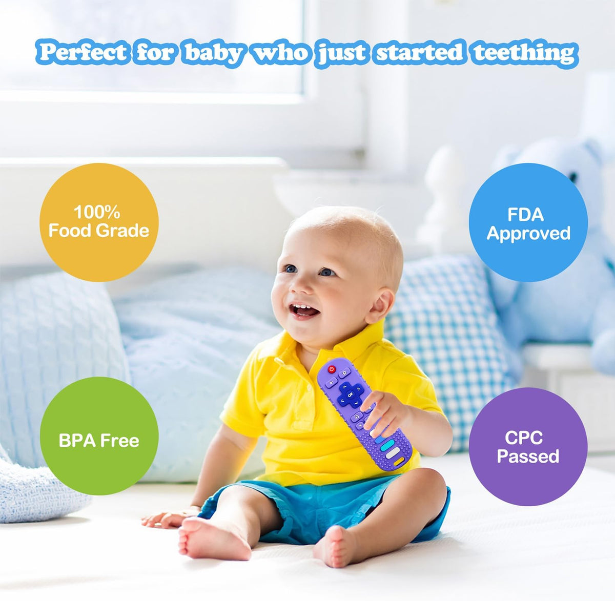 2-Pack Silicone Baby Teething Toys - Teether-Black+Blue - image 3