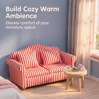 Cutemini white 1/12 scale dollhouse loveseat couch with pillows - view 20