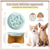 Melamine Cat Slow Feeder Bowl Set - Blue / 1 PACK - with Stand - image 2