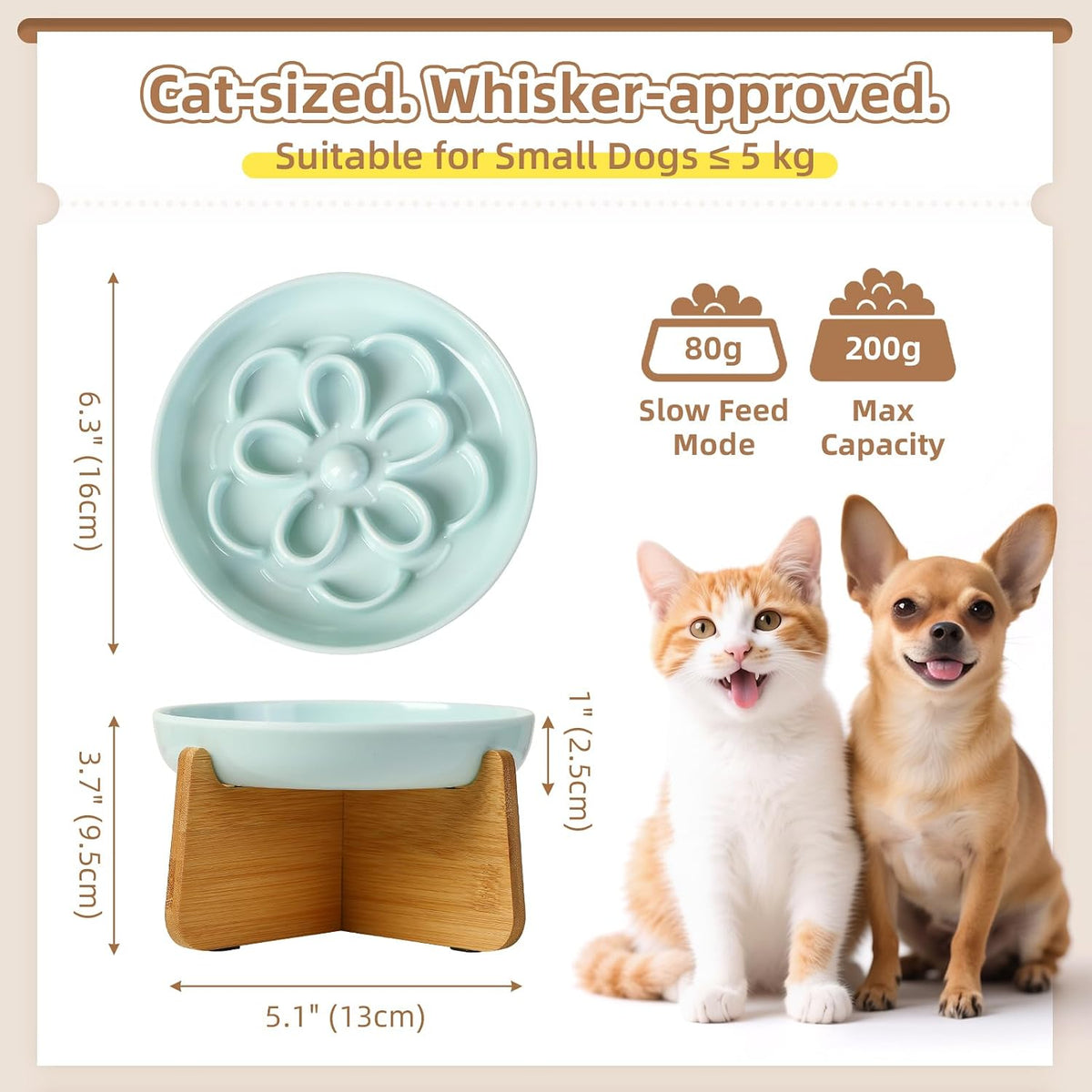 Melamine Cat Slow Feeder Bowl Set - Blue / 1 PACK - with Stand - image 2