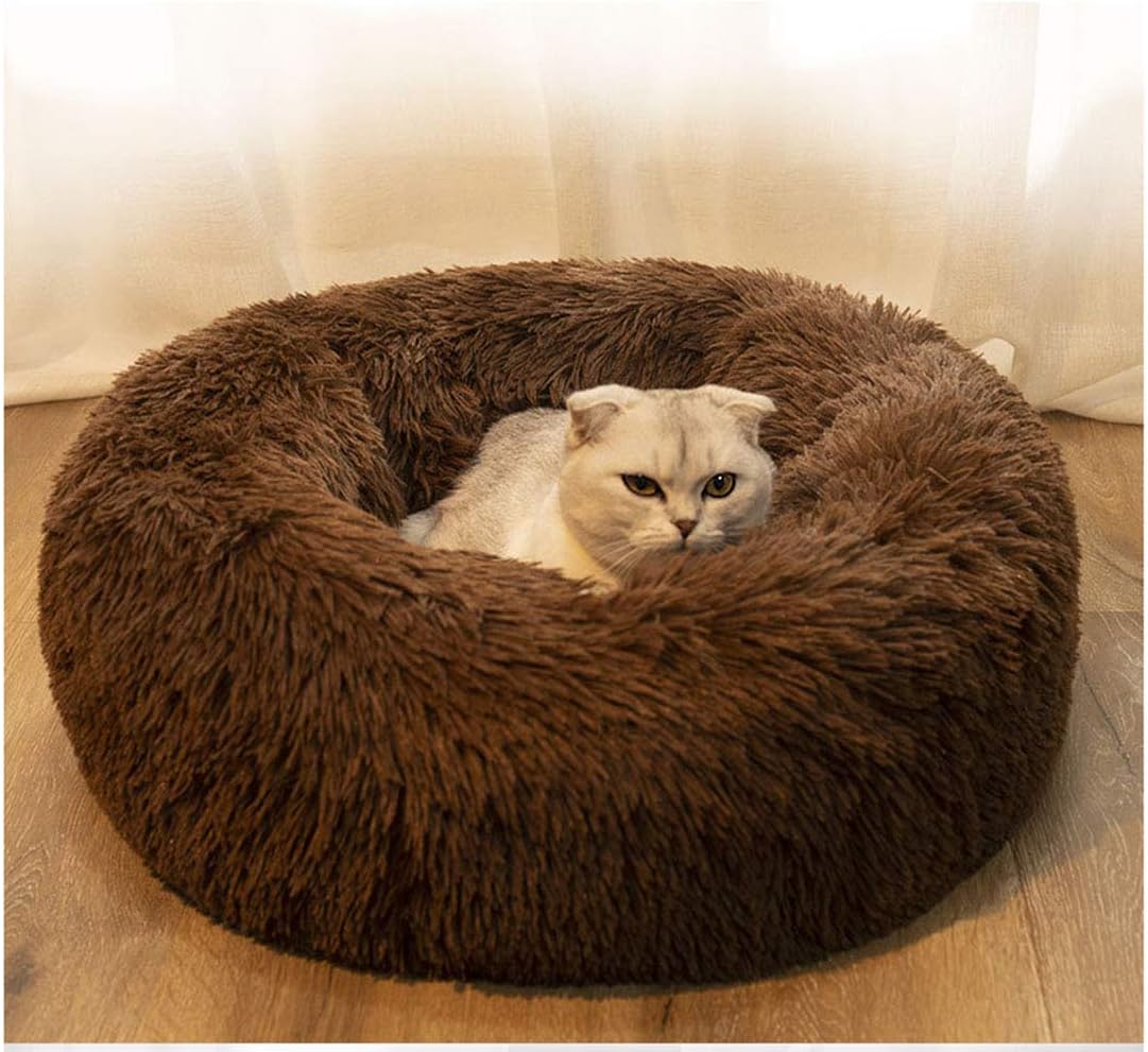 Cat Bed for Indoor Cats, Mini Plush Self Warming Kitten Bed - Small 20'' / Chocolate - image 2