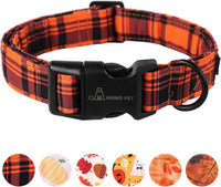 ARING PET Halloween Dog Collar-Cute Fall Dog Collar for Small Dogs - Large / Fall Black Orange Grid