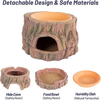 3 in 1 Reptile Hide Cave with Detachable Base & Humidity Dish - image 3