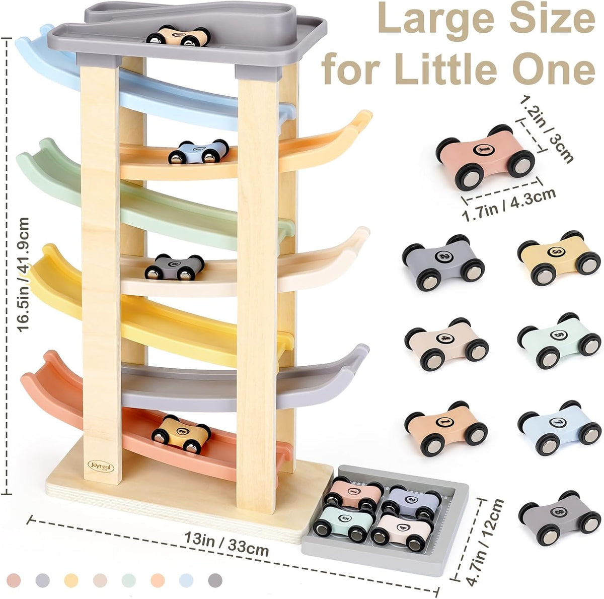 Joyreal Montessori Toddler Toys for 1 2 3 Year Old Wooden Car Ramp - 7 Levels - image 3
