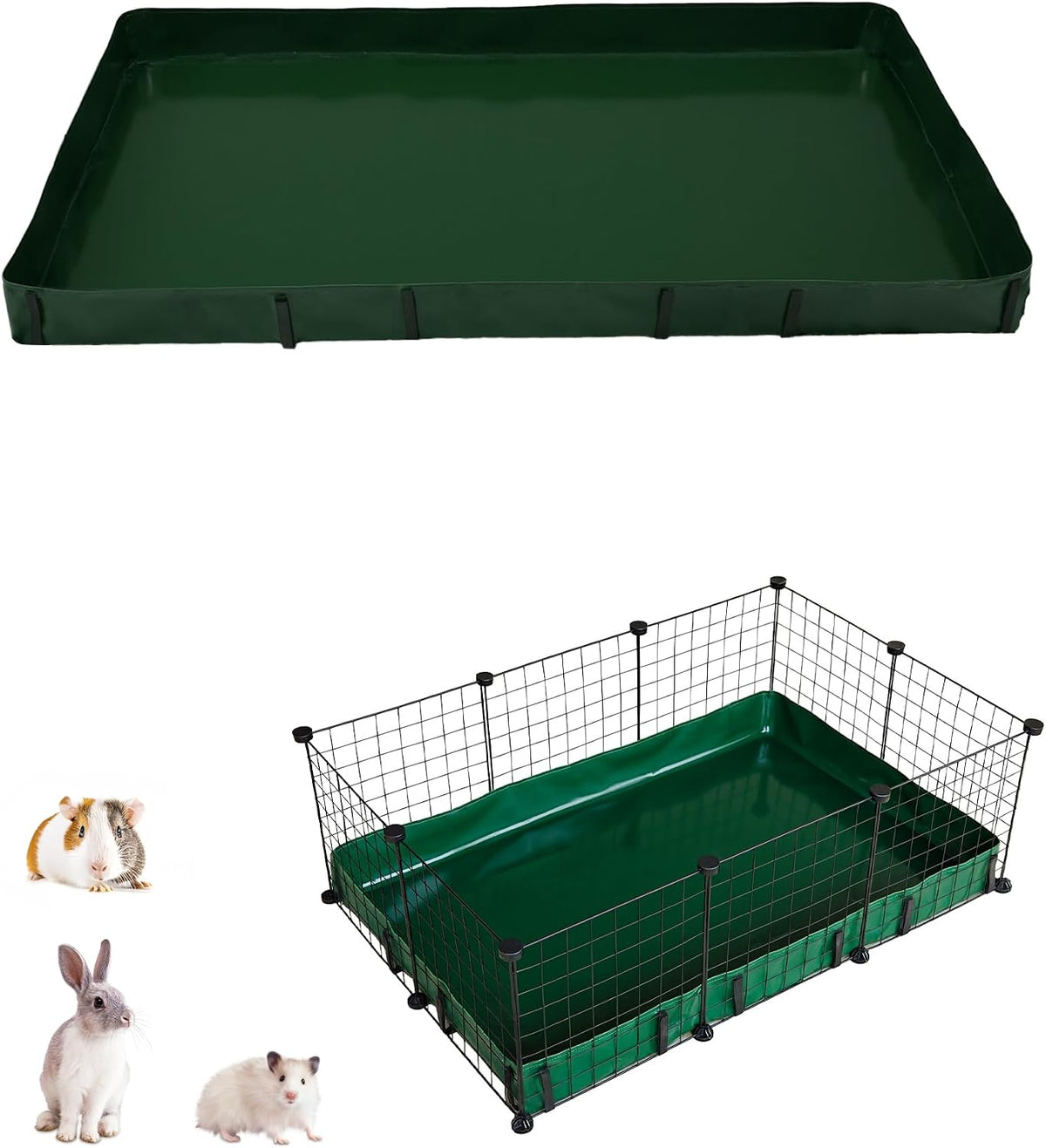 Guinea Pig Litter Box, Hay Holder, Cage Liner - 28"x42" / Green