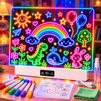 OUTON 16 inch rechargeable LED drawing board for kids in white with glowing doodles - view 2