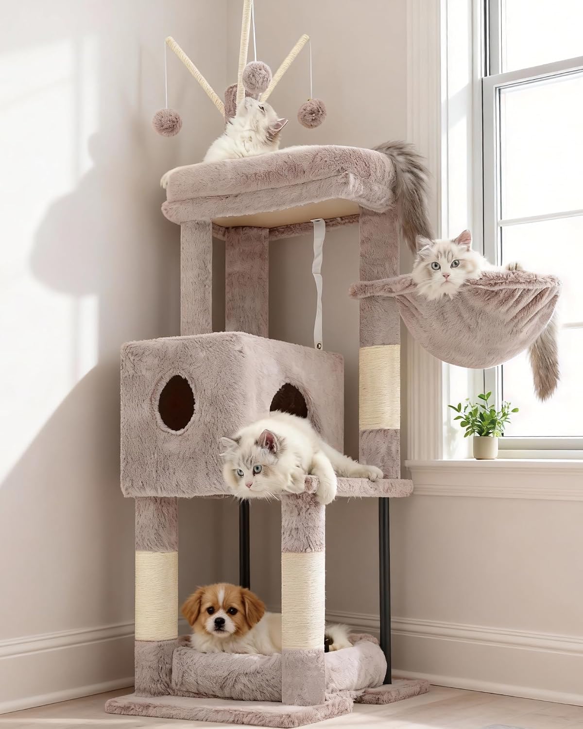 Heybly Cat Tree, 45.3" Cat Tower for Indoor Cats with Large Perch HCT202SG – Essentials for Cats - 45.3 inch / Muchroom