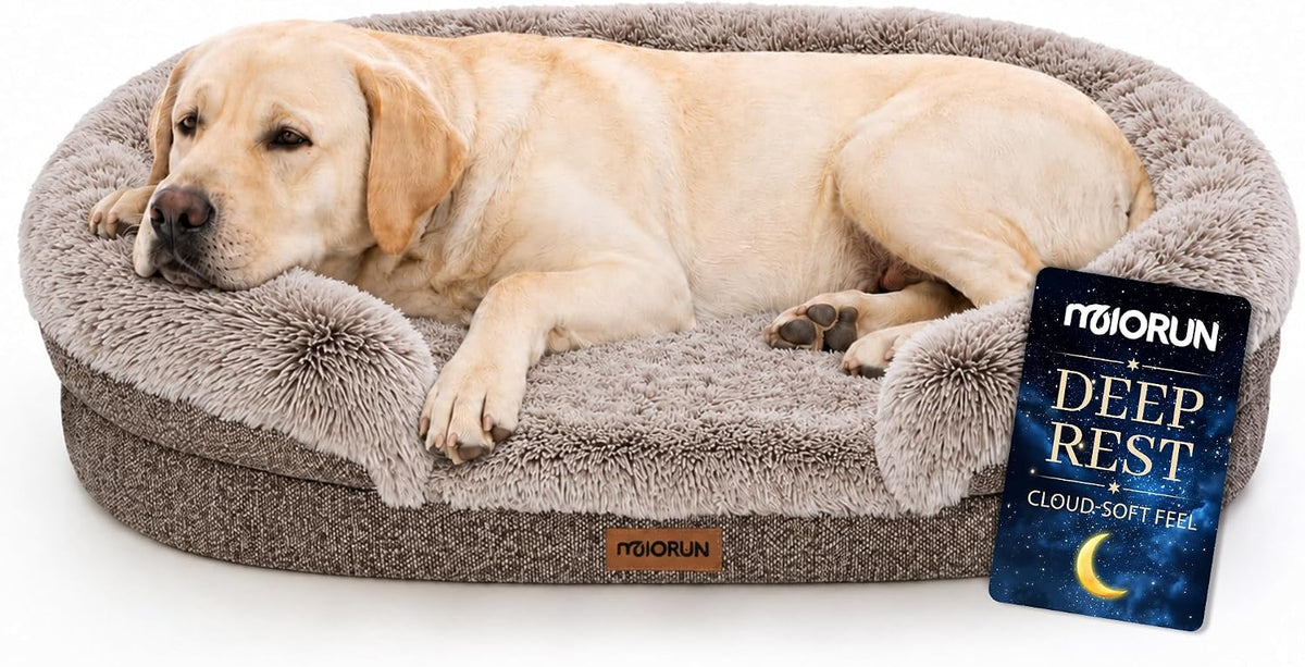 Miorun Fluffy Orthopedic Dog Beds Large Sized Dog - Sand / XL(48", UP to 110lbs)