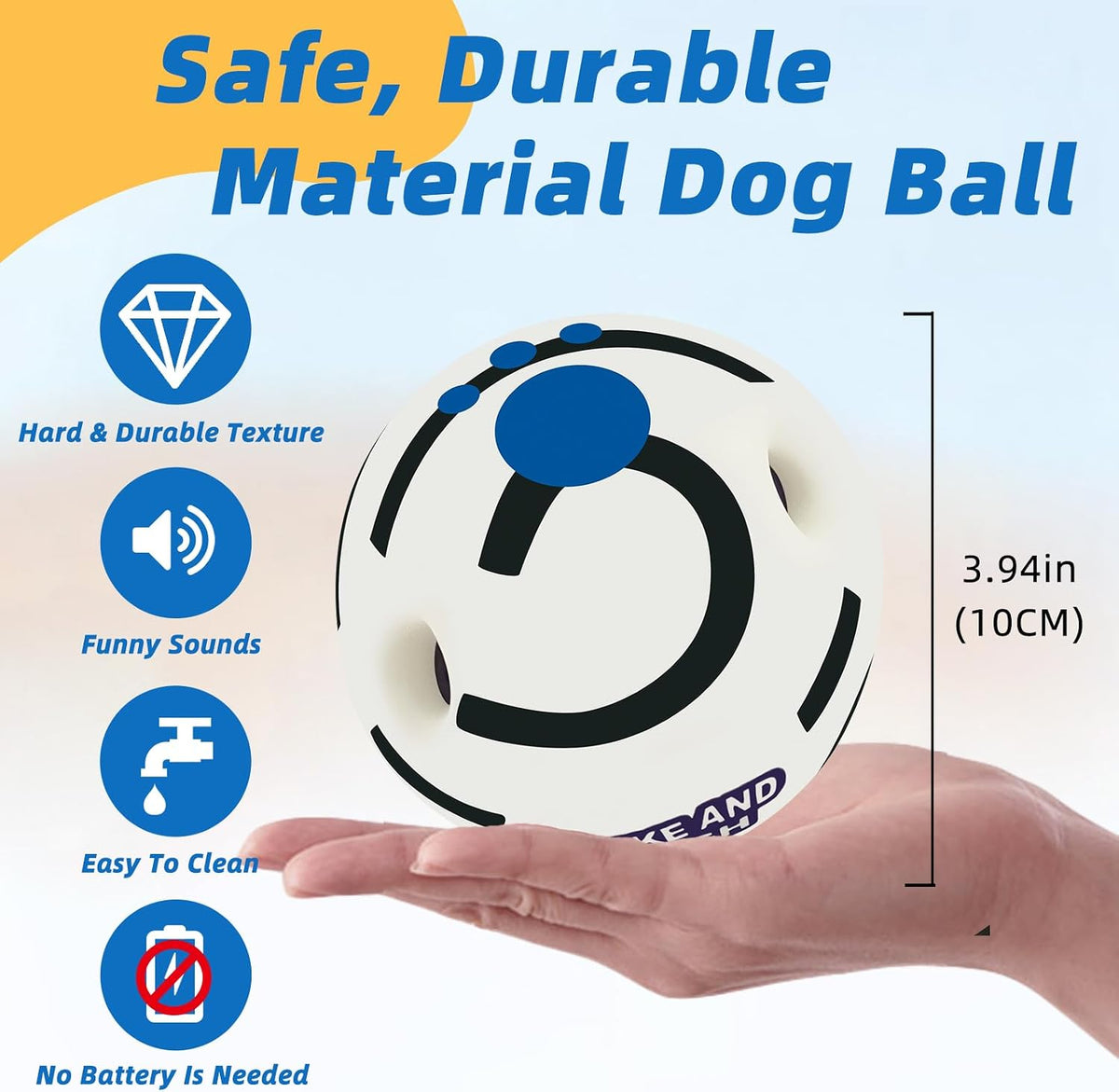 Dog Toys Ball, Interactive, M - Classic / Glow L 3.94 in (10 cm) - image 3