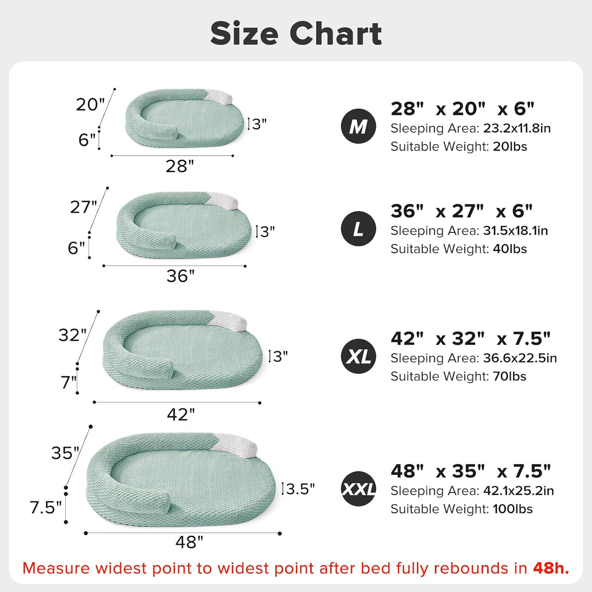 JOEJOY XL Orthopedic Dog Beds Large Sized Dog - Green / XL(42"x 32"x 7") - image 3