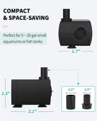 Uniclife 80 GPH Submersible Water Pump 4W 2.4ft High Lift Quiet Pump - 80GPH - image 2