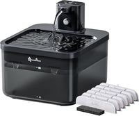 DownyPaws Battery Operated Cat Water Fountain, 84oz/2.5L Fursink Wireless Cat Waterer Fountain with Motion Sensor, BPA-Free, Black with 6 Filters