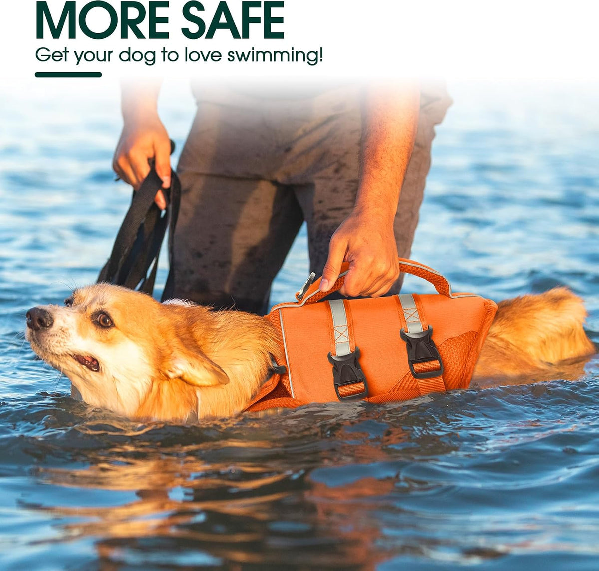 Kuoser Dog Life Jacket, High Flotation Dog Life Vest for Swimming Boating – Essentials for Dogs - A-Safety Orange / L (Chest Girth:22.83-29.53'') - image 4