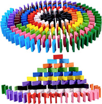 OBTANIM 600 colorful wooden domino blocks for stacking and racing games