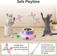 Cat Toys Interactive Rechargeable 3in1 Whack a Mole Cat Toy, Fluttering Butterfly, Track Balls, Touch Activated Automatic Kitten Toys for Indoor Cats