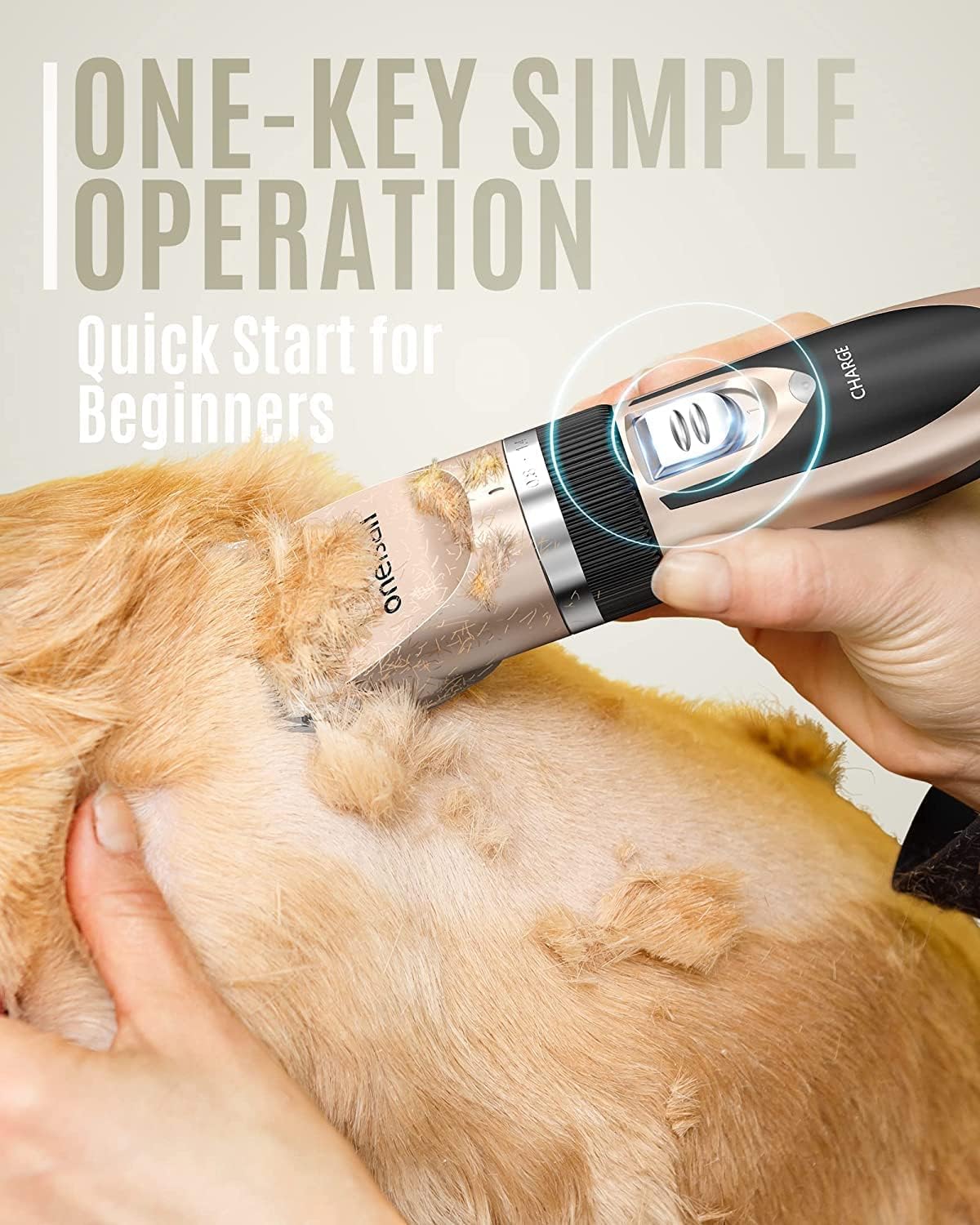 oneisall Dog Clippers Low Noise Grooming Kit for Dogs Cats Pets – Essentials for Dogs - Gold - image 4