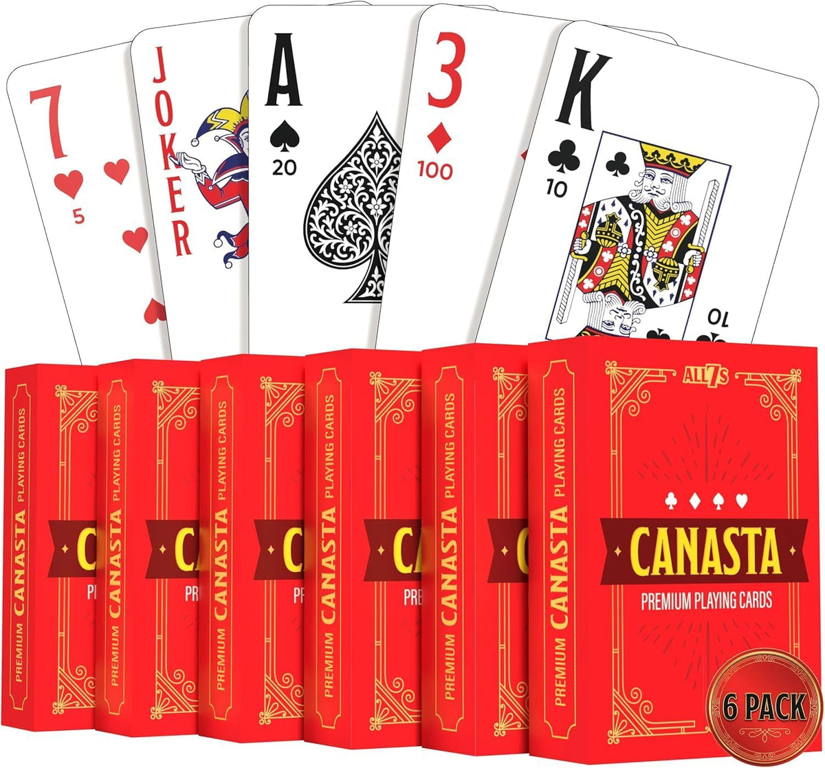 All7s Deluxe Modern American Canasta Card Game Set with Large Print - Hand and Foot Edition