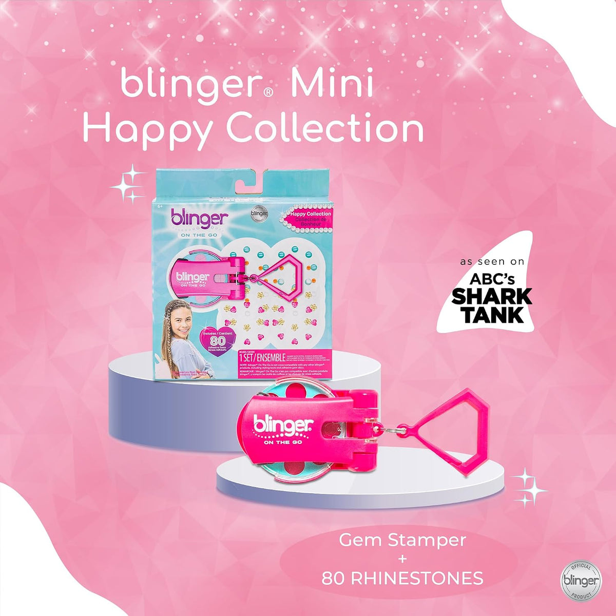 blinger mini starter set with clip-on gem styling tool and 10 mini rhinestone discs - view 4