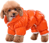 Dog Coat Waterproof Dog Jacket Fullbody Dogs Winter Coat Snowsuit – Essentials for Dogs - Orange / Small