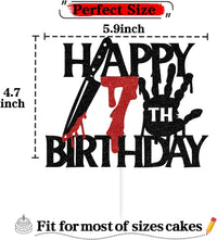 Black glitter Killer Happy 13th Birthday cake topper for a horror Halloween party - view 18