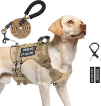 No Pull Tactical Dog Harness Medium Sized Dog, Service Dog Vest - Large(Chest:27.5-44.9",Neck:18.9-26.8") / Brown