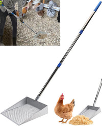 Large Chicken Poop Scooper, Chicken Coop Accessories,Metal Litter Scooper for Chicken,Chicken Coop Cleaning Tools,Heavy Duty Poop Shovel,Chicken Coop Must Haves(Silver)