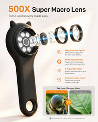 Kids Microscope, 500X Digital Magnifying Glass, Explore STEM Toy - Black / 1 Pcs - image 3