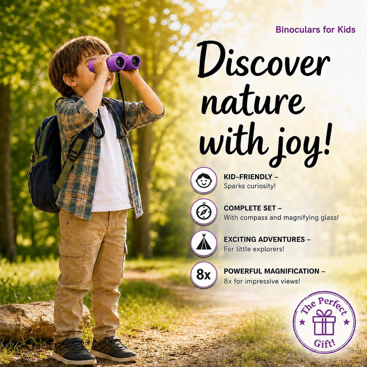 Binoculars for Kids, Perfect Toy for Little Boys and Girls - Purple - image 2