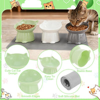 3 Pcs Raised Cat Bowl 15° Elevated Cat Food Bowl Tilted Cats Bowls - Green, Grey, White - image 4