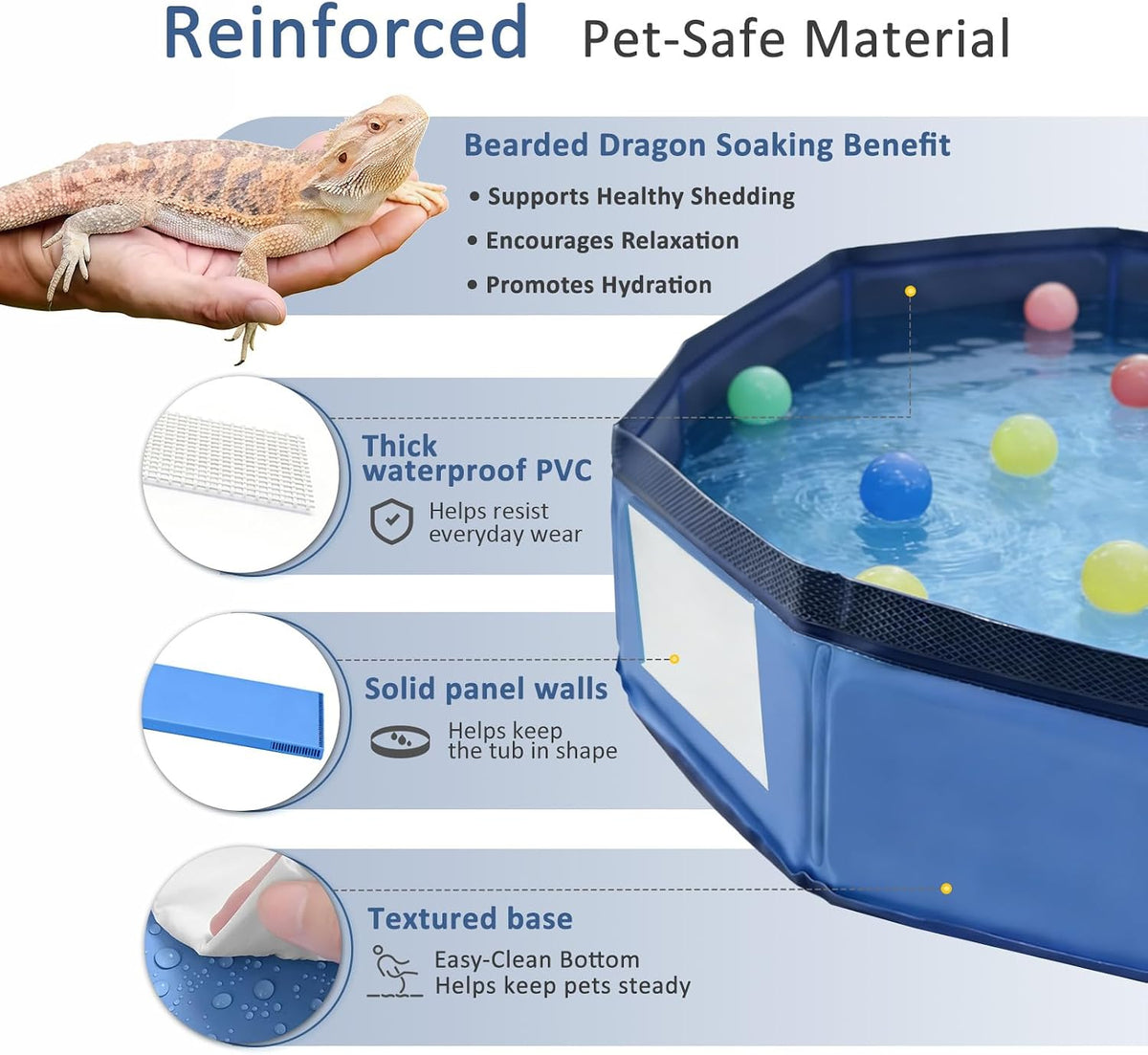 Eooqi Foldable Bearded Dragon Bathtub - Blue - image 2
