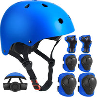 Adjustable Kids Helmet with Knee Pad, Elbow Pads & Wrist Guards - blue / Small( 3- 8 years )