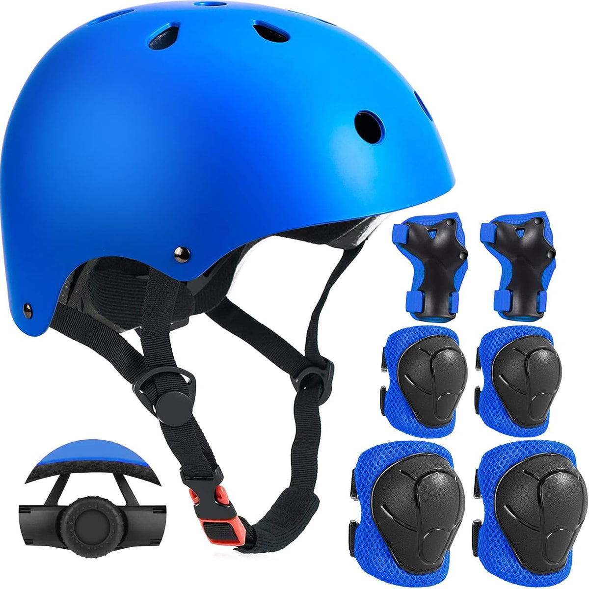 Adjustable Kids Helmet with Knee Pad, Elbow Pads & Wrist Guards - blue / Small( 3- 8 years )