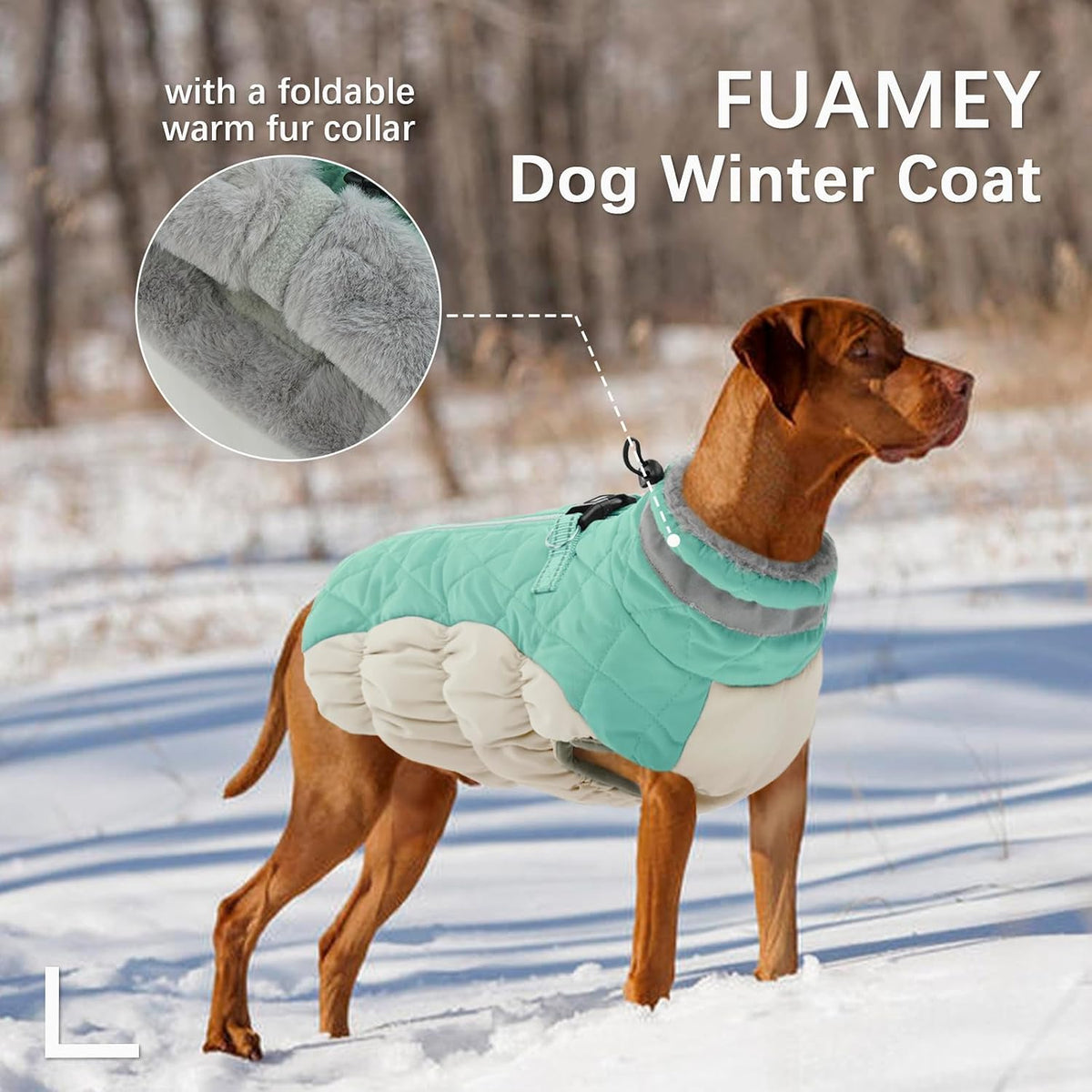 Dog Cold Weather Coats Reflective Dog Warm Jacket with Harness – Essentials for Dogs - Mint Green / S(chest:17in) - image 4