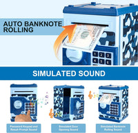 Pup Go ATM Piggy Bank for Kids, Password Electronic Kids Safe - Camo Blue - image 2